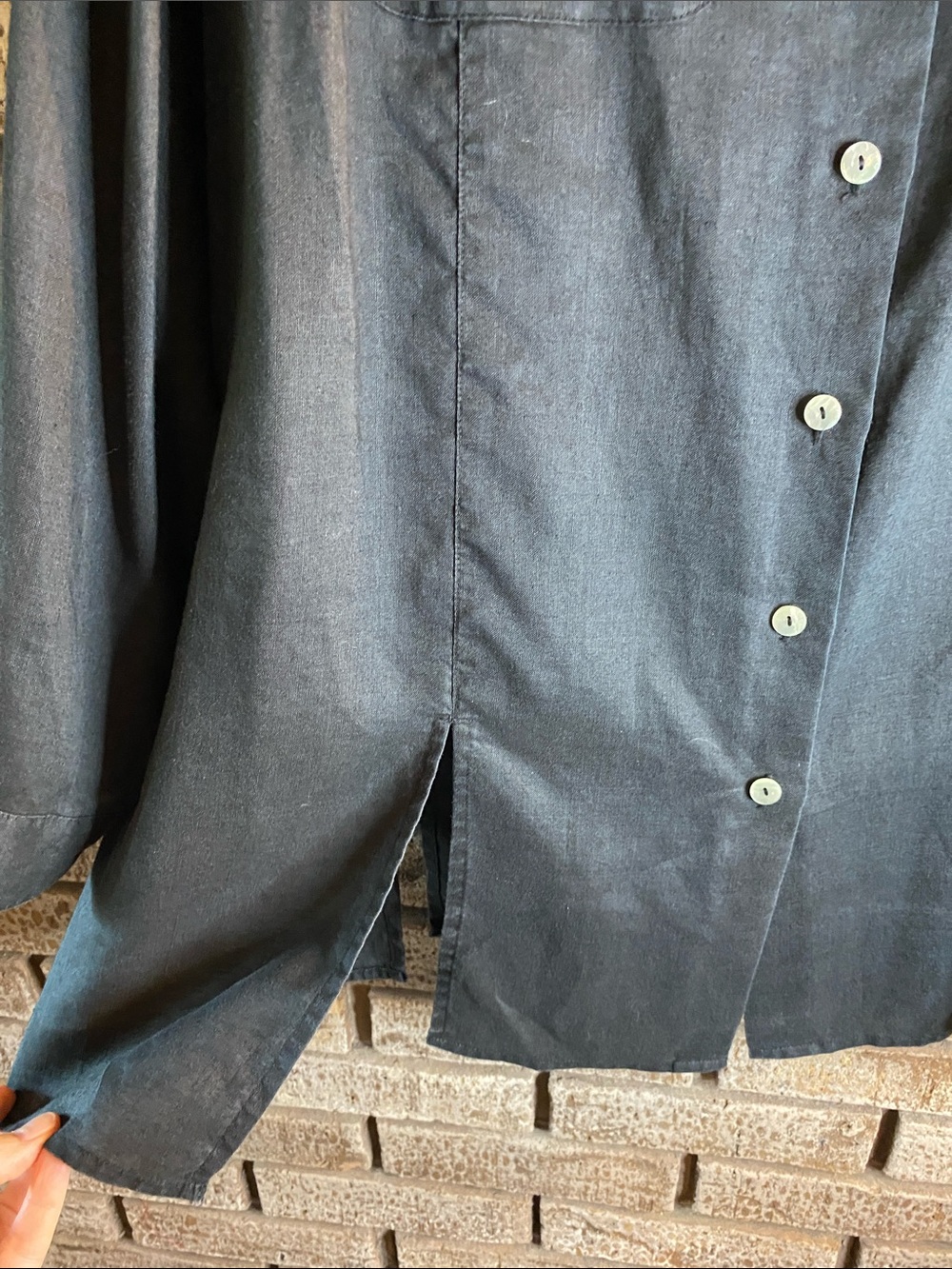 Addition Elle Black Collared Linen Shirt or Lightweight Jacket - Picture 4 of 8
